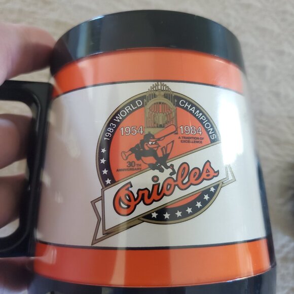 80's Baltimore Orioles Busch Beer Plastic Mug w/ lid World Series 1983 Champion - Picture 5 of 7